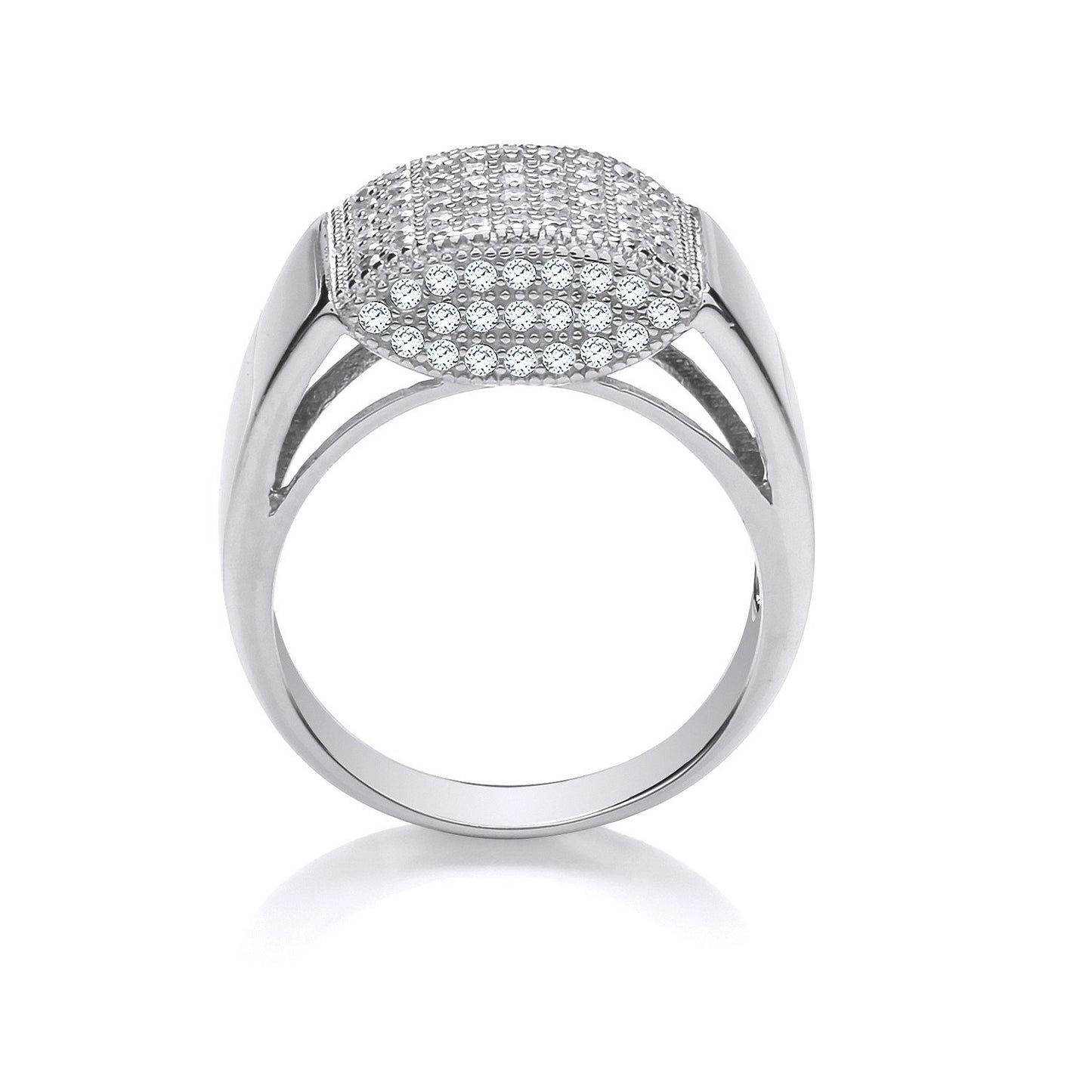 Silver Micro-Pave Cubic Zirconia Gents Ring (HNN-D7D332)