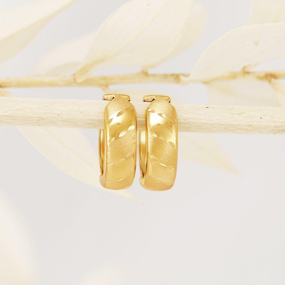 Yellow Gold 16mm Diamond Cut Huggies