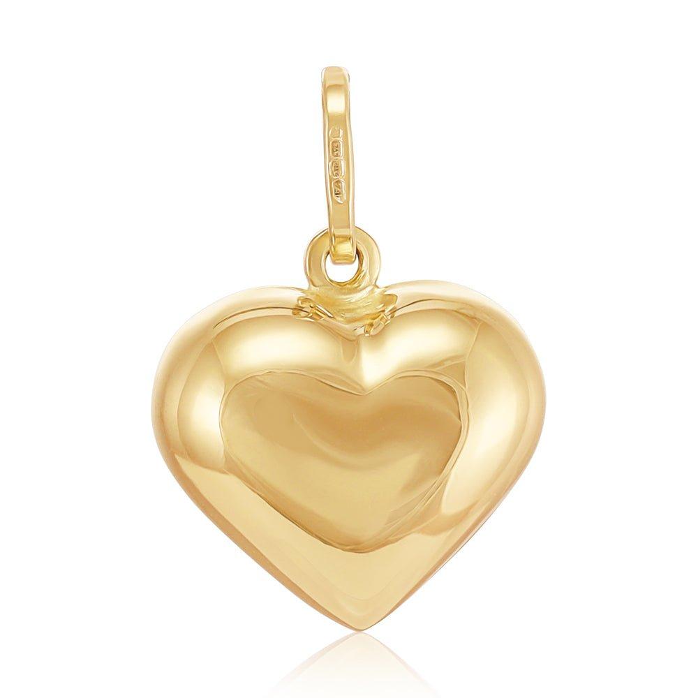 Yellow Gold Heart Pendant - 14.3mm