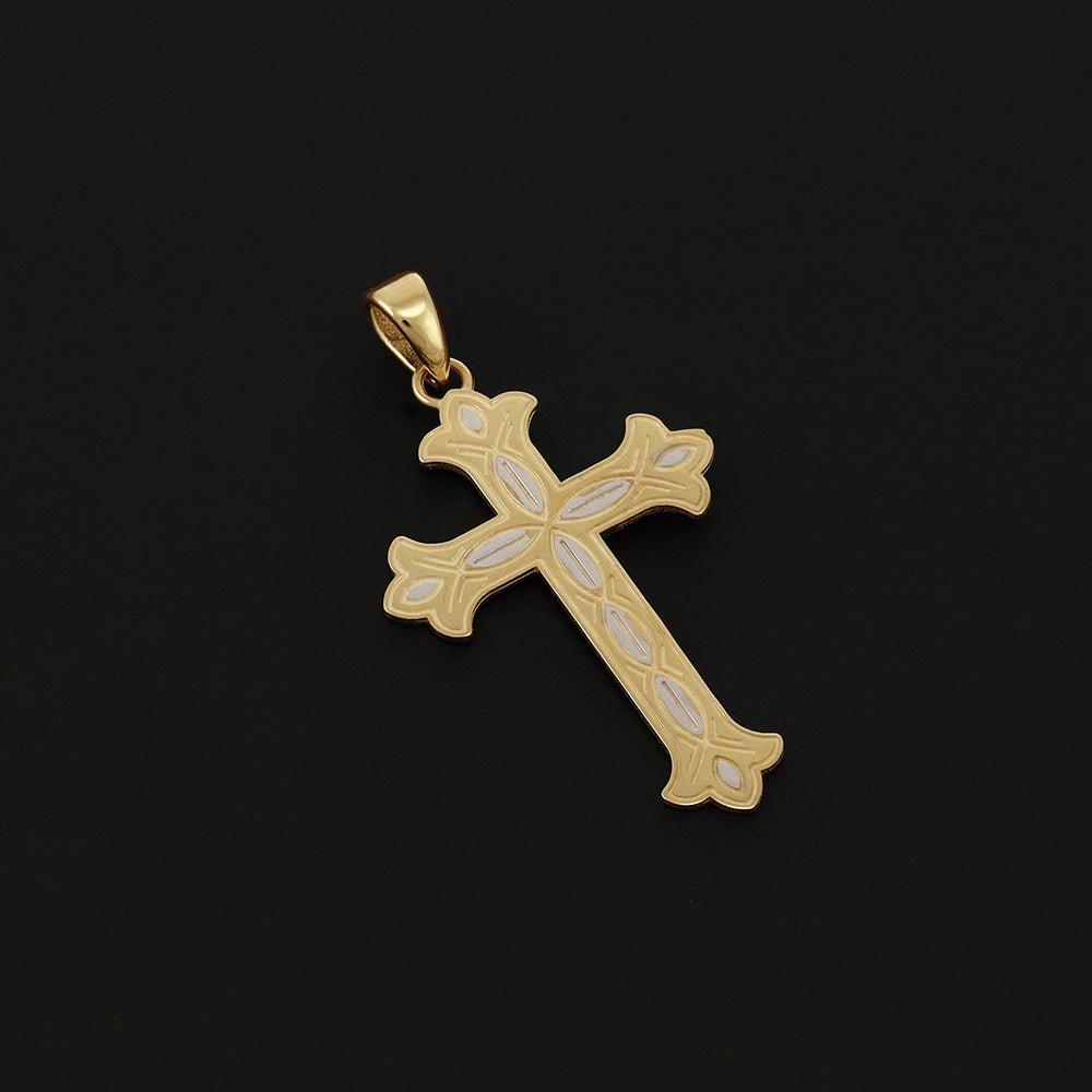 Yellow & White Gold Russian Orthodox Cross