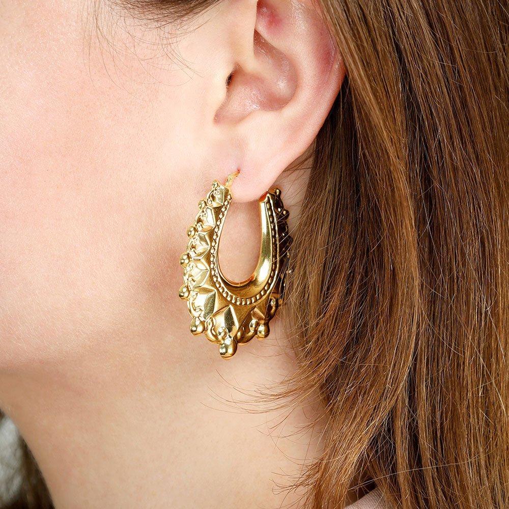 Yellow Gold Large Traditional Creoles Earrings