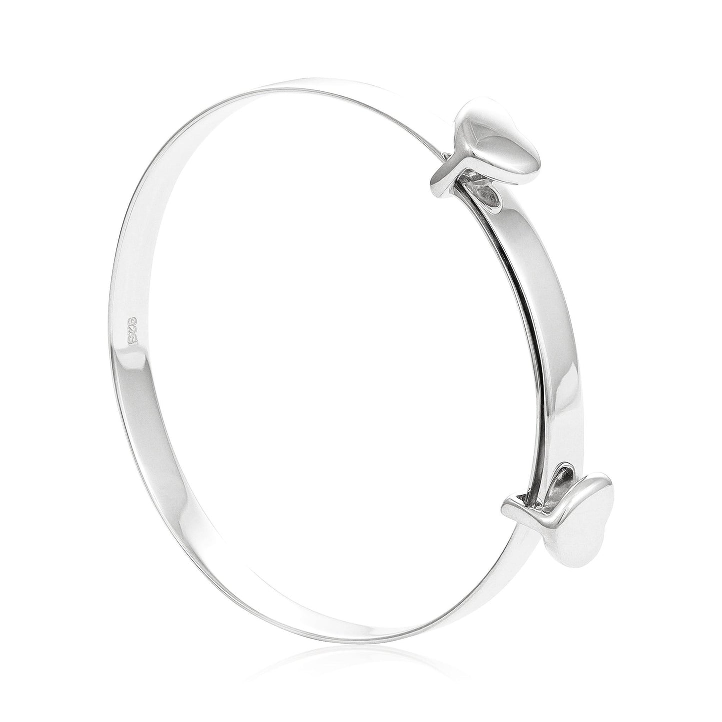 Silver Expandable Heart Baby Bangle