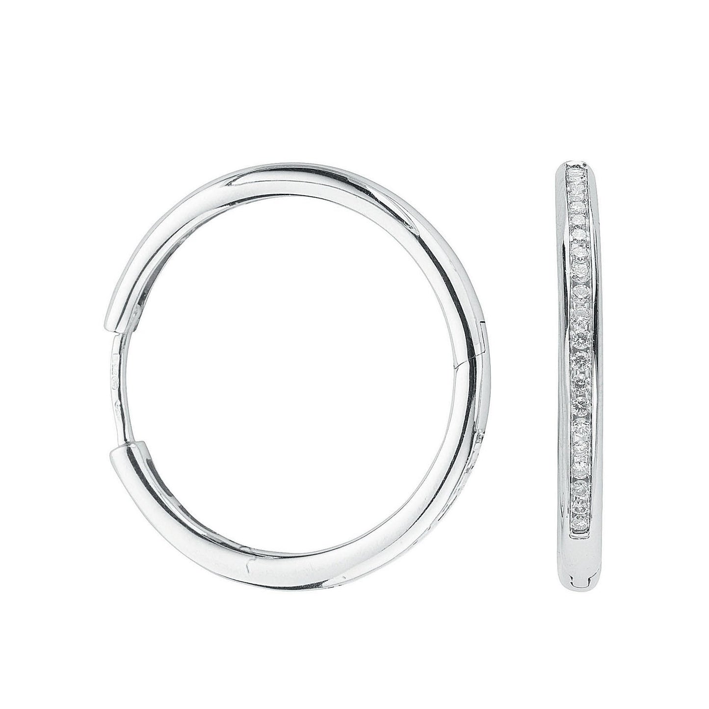 9ct White Gold 0.50ct Diamond Hoop Earrings (HNN-B56FF9)