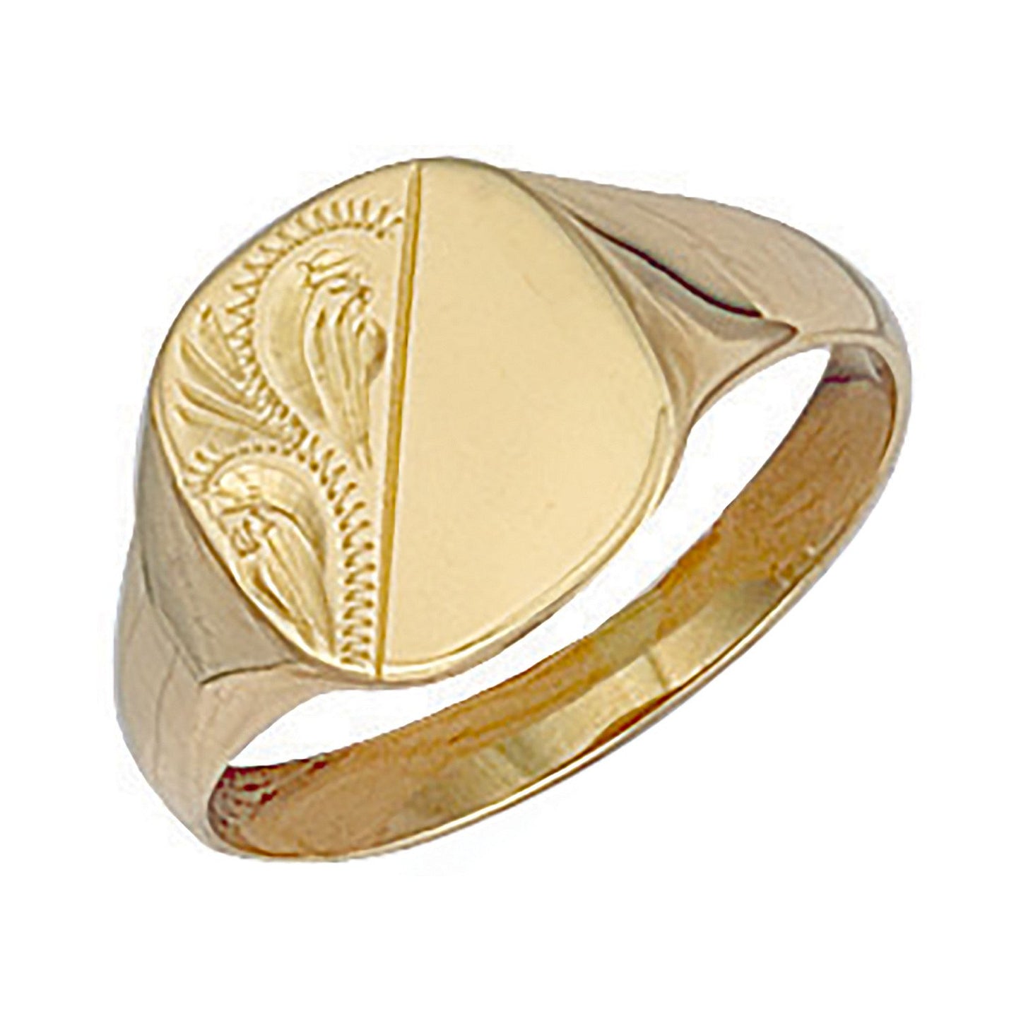 Yellow Gold Cushion Engraved Signet Ring (HNN-74E5F0)