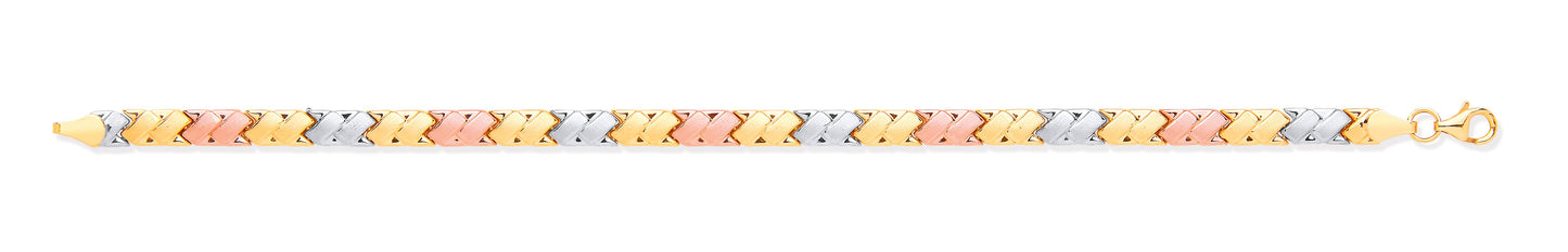 White, Rose & Yellow Gold Double Kisses Ladies Bracelet
