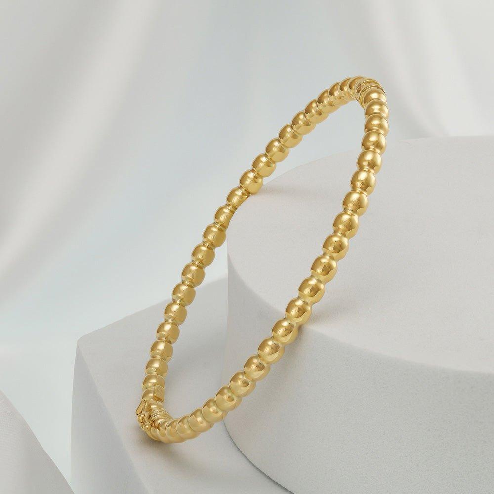 Yellow Gold Fancy Beaded Bangle