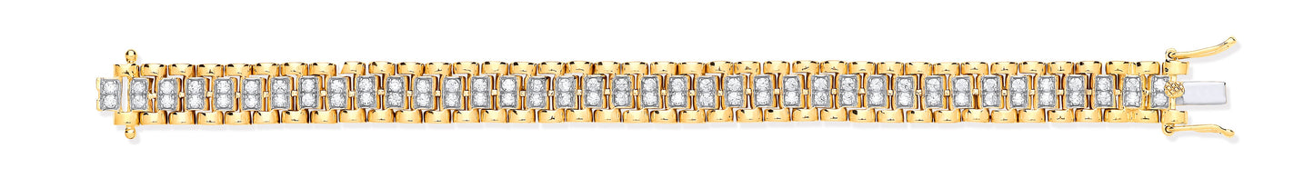Yellow Gold Fancy Link Cubic Zirconia Child/Ladies Bracelet