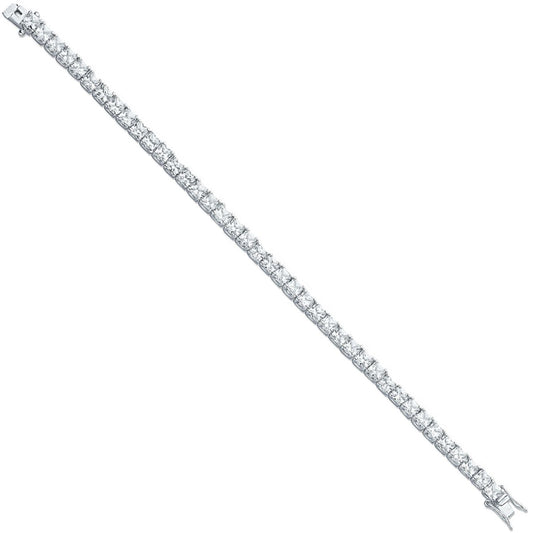 Silver 4.3mm Princess Cut Cubic Zirconia Tennis Bracelet