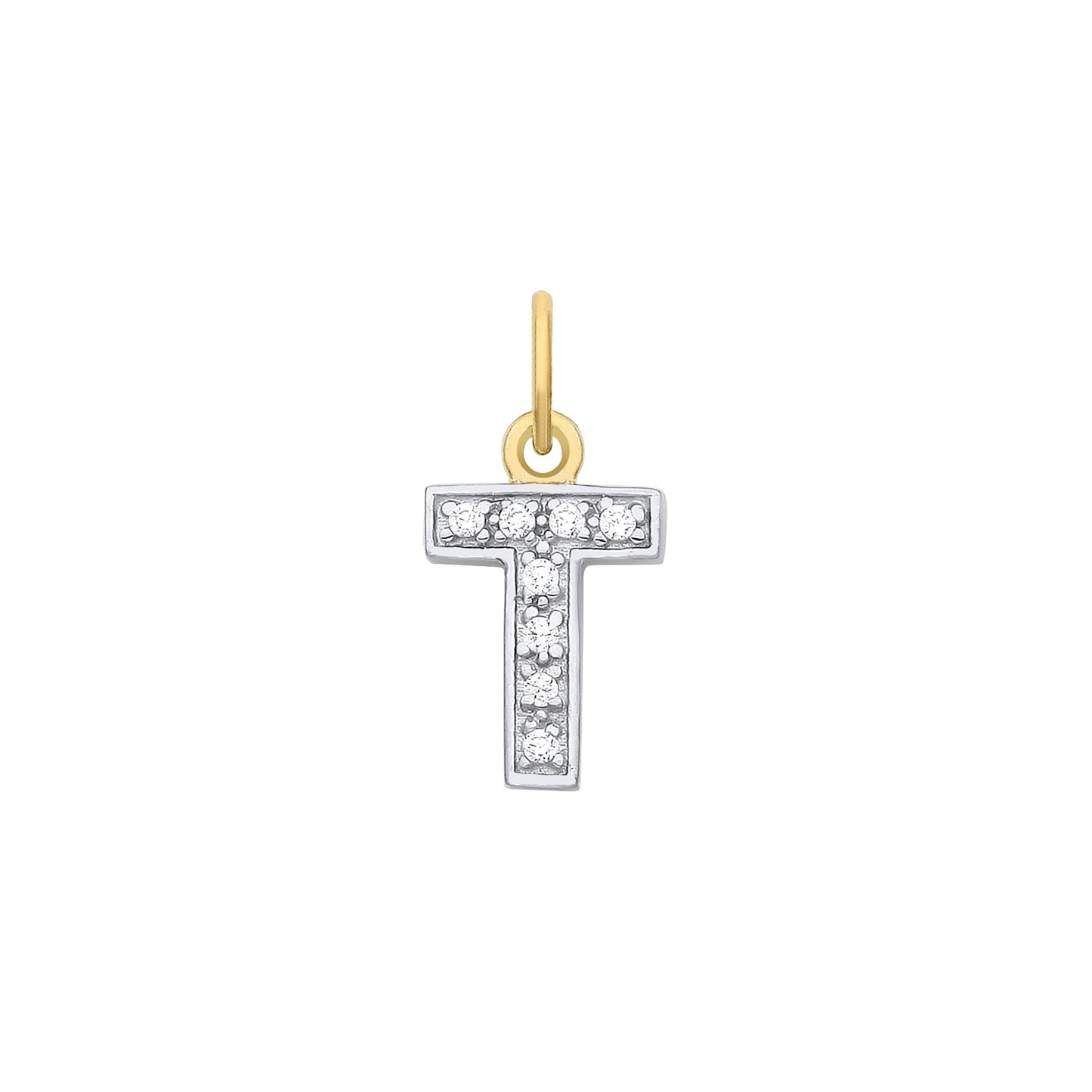 Yellow Gold Small Cubic Zirconia Initial Pendants
