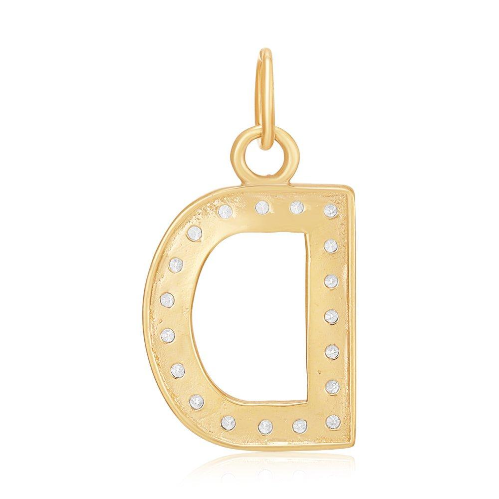 Yellow Gold Medium Cubic Zirconia Initial Pendants