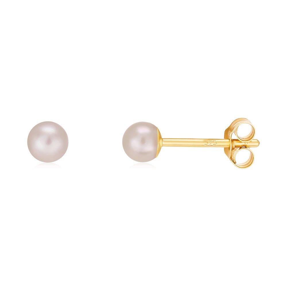 Yellow Gold 4mm Cultured Pearl Studs