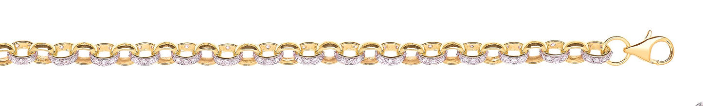 Yellow Gold 8.0mm Plain & Cubic Zirconia Belcher Chain