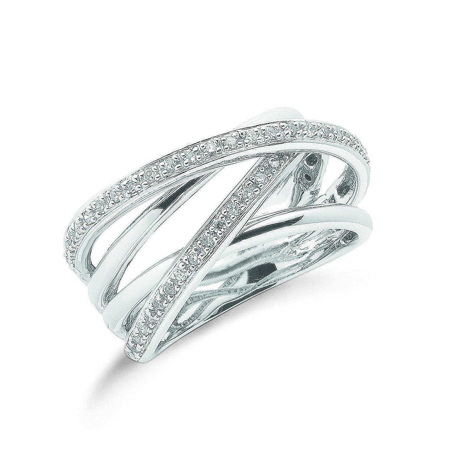 9ct White Gold 0.25ct Diamond Crossover Ring