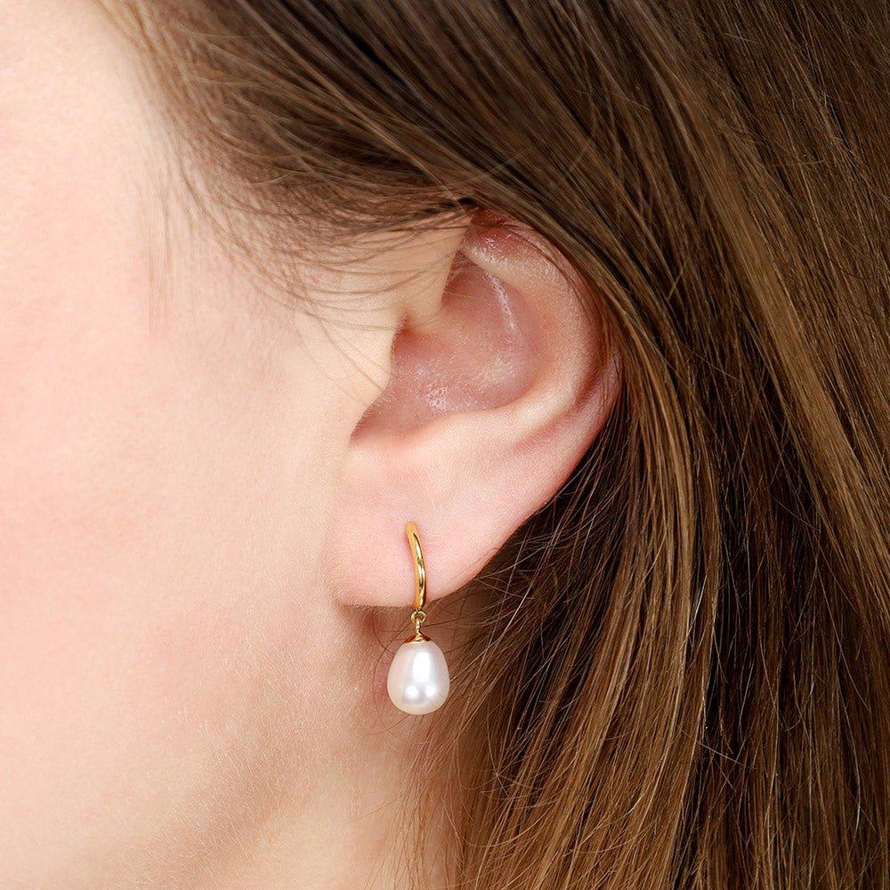9ct Yellow Gold Freshwater Pearl Drop Studs