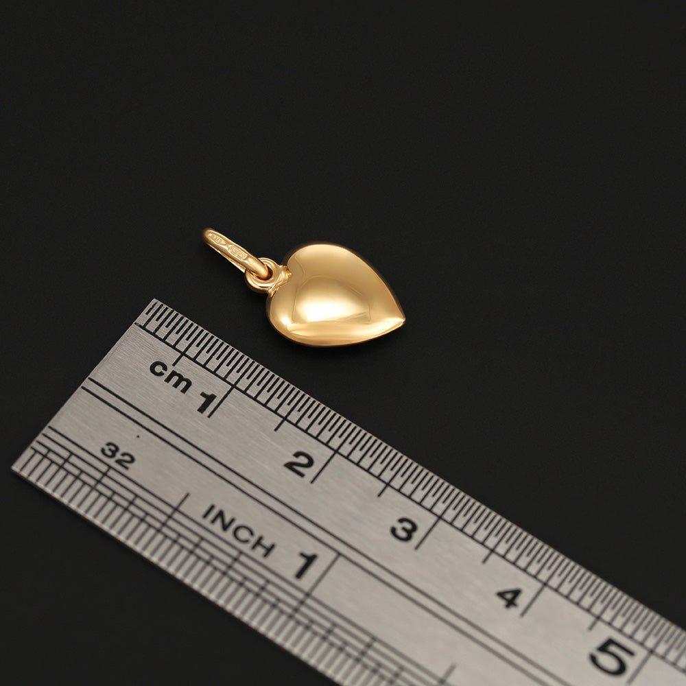 Yellow Gold Heart Pendant - 11mm