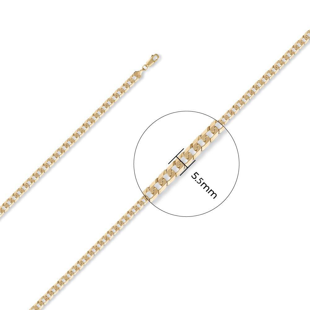 Yellow Gold 5.5mm Flat Curb Chain