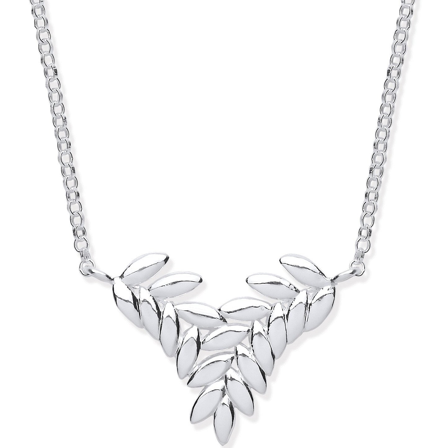 Silver Barley Leaf Necklace 16" + 2" Extention