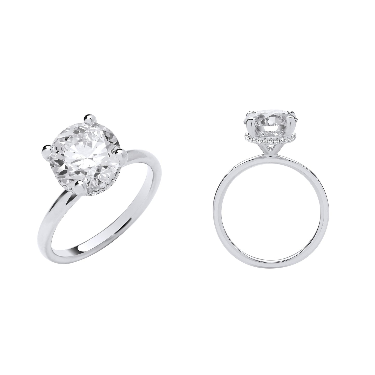 18ct White Gold 3.08ctw Solitaire Lab Grown Hidden Halo Diamond Ring IGI Certified