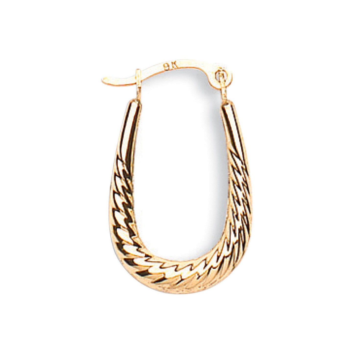 Yellow Gold Ribbed Oval Creoles (HNN-2A9889)