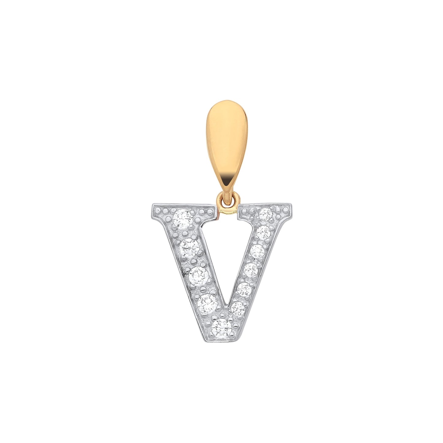 Yellow Gold Large Cubic Zirconia Initial Pendants