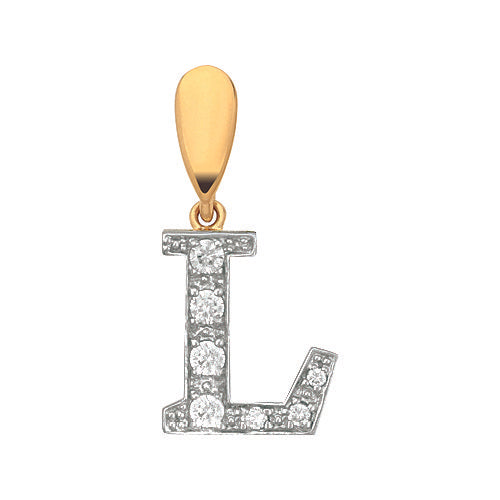 Yellow Gold Large Cubic Zirconia Initial Pendants
