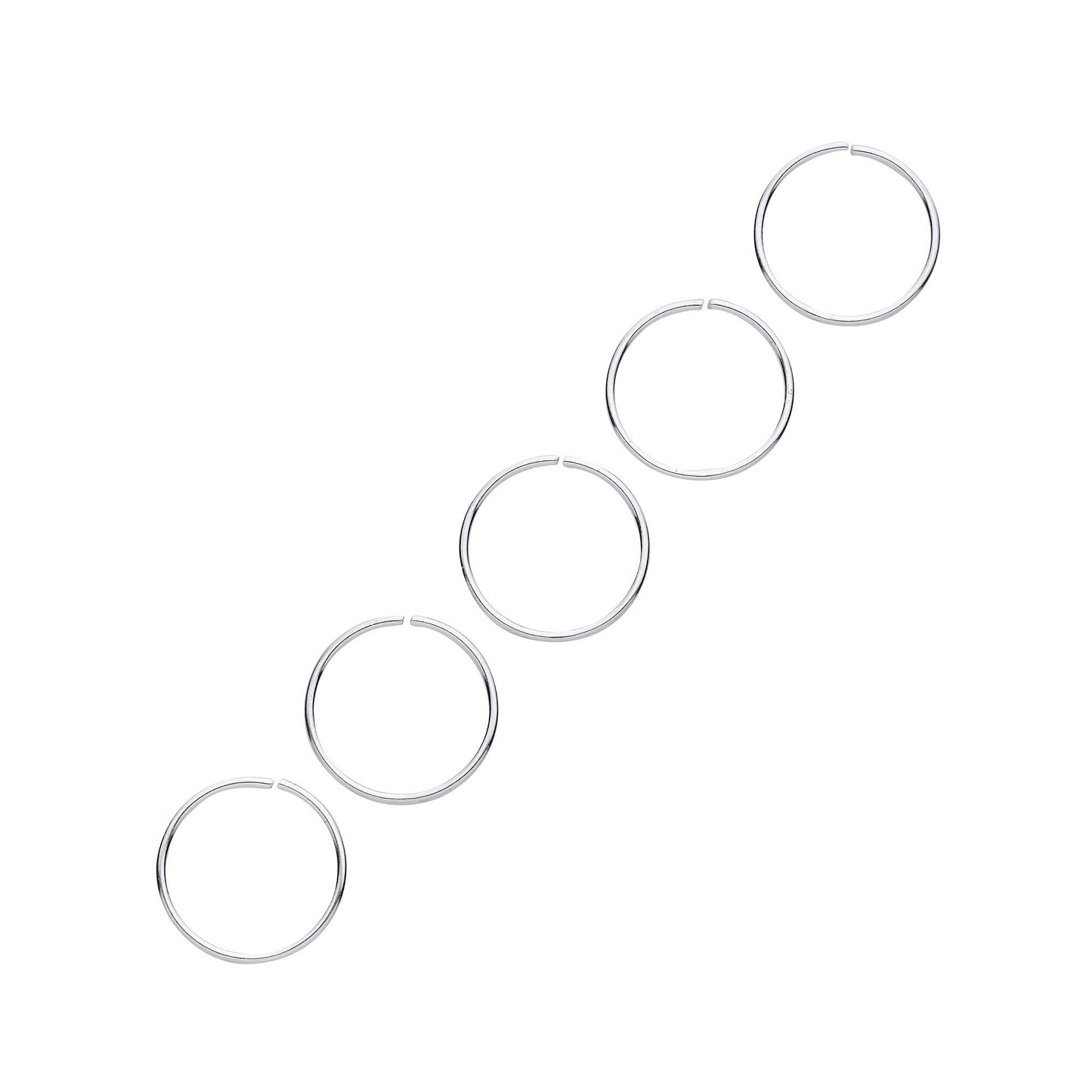 Silver 10mm Nose Hoop Ring (Pack of 5)