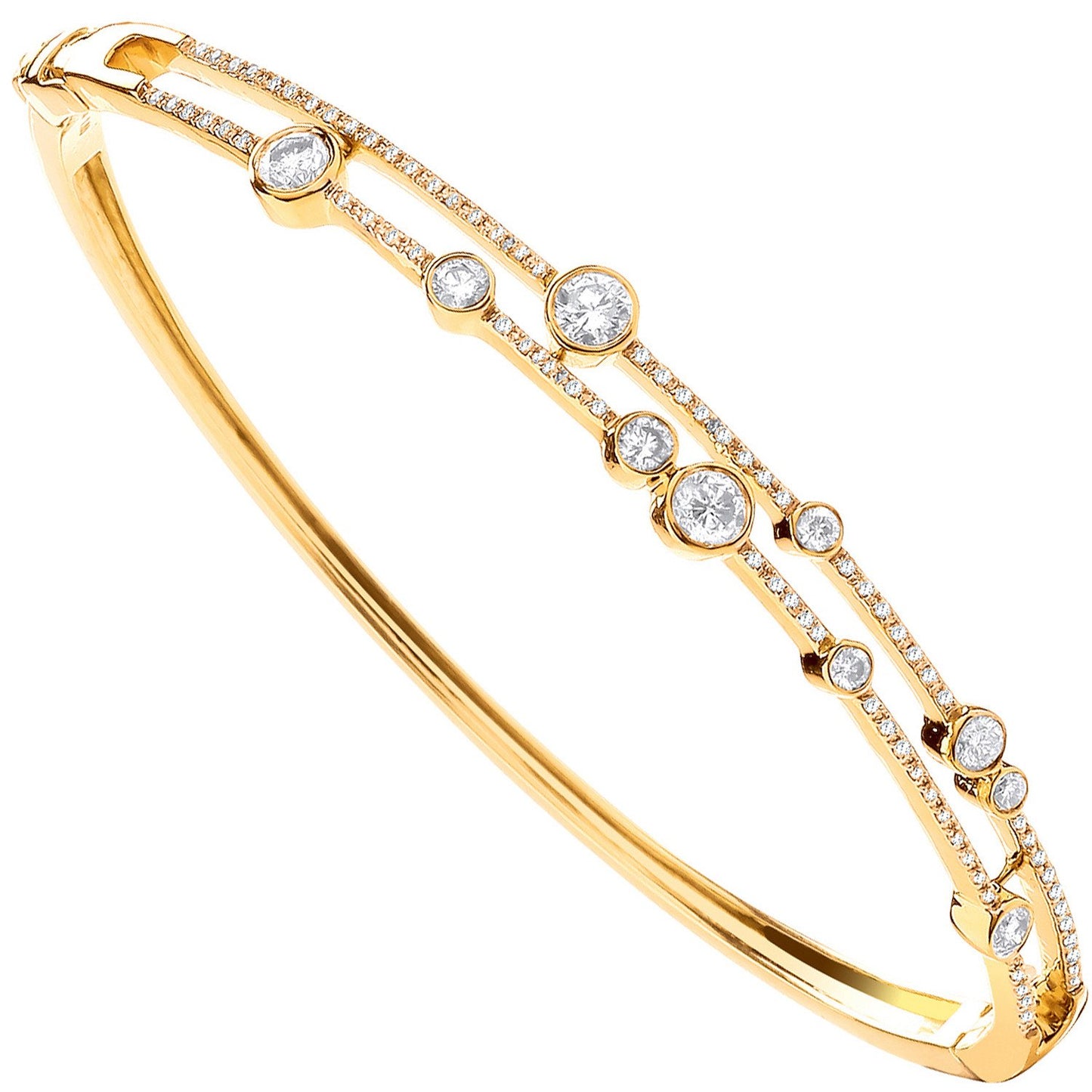 18ct Yellow Gold 1.00ctw Dress Diamond Bangle - 7.6mm