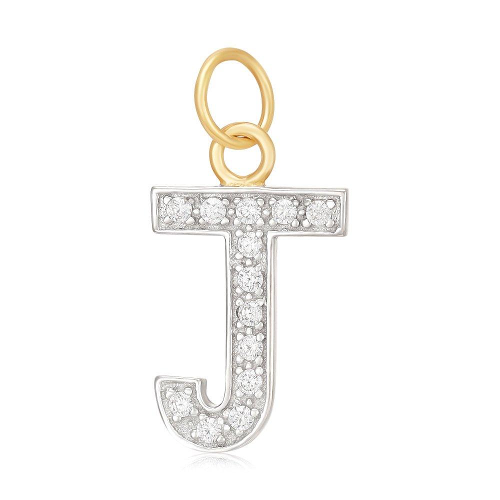 Yellow Gold Medium Cubic Zirconia Initial Pendants