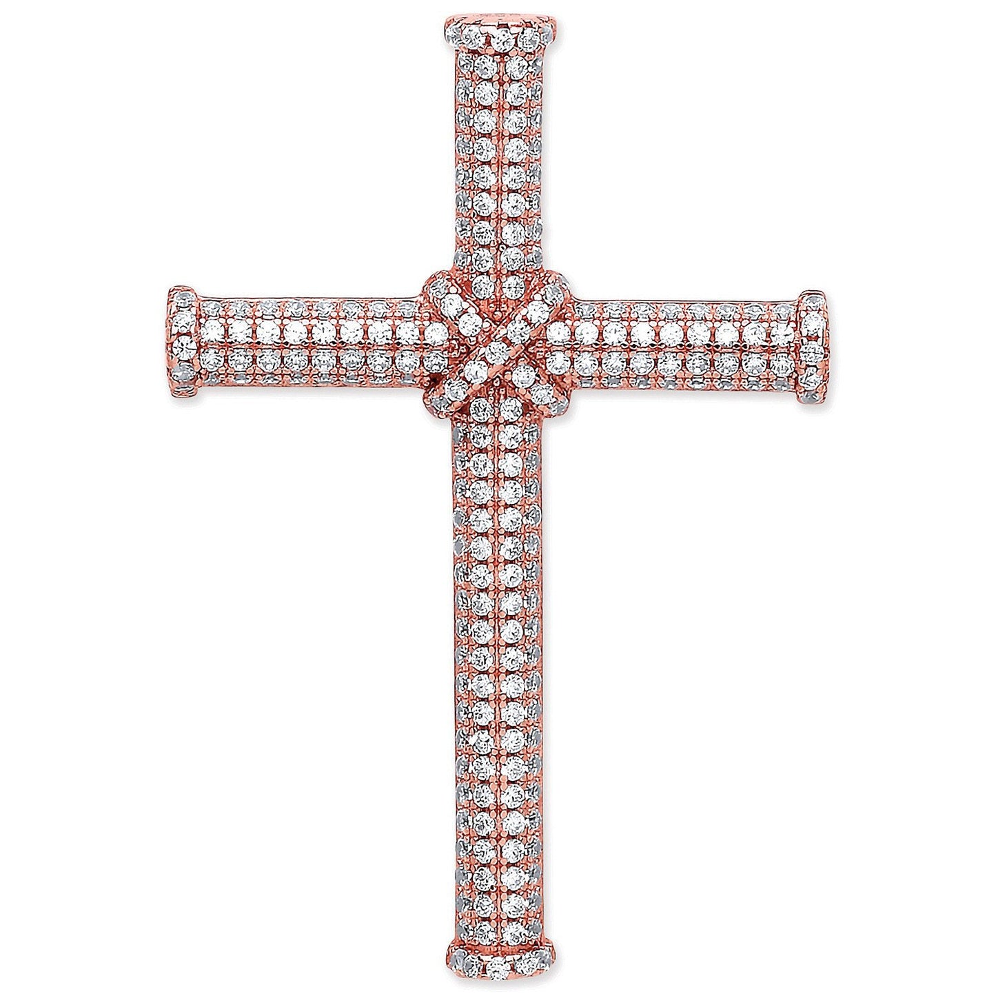 Silver Rose Coated Micro' Pave Cubic Zirconia Cross