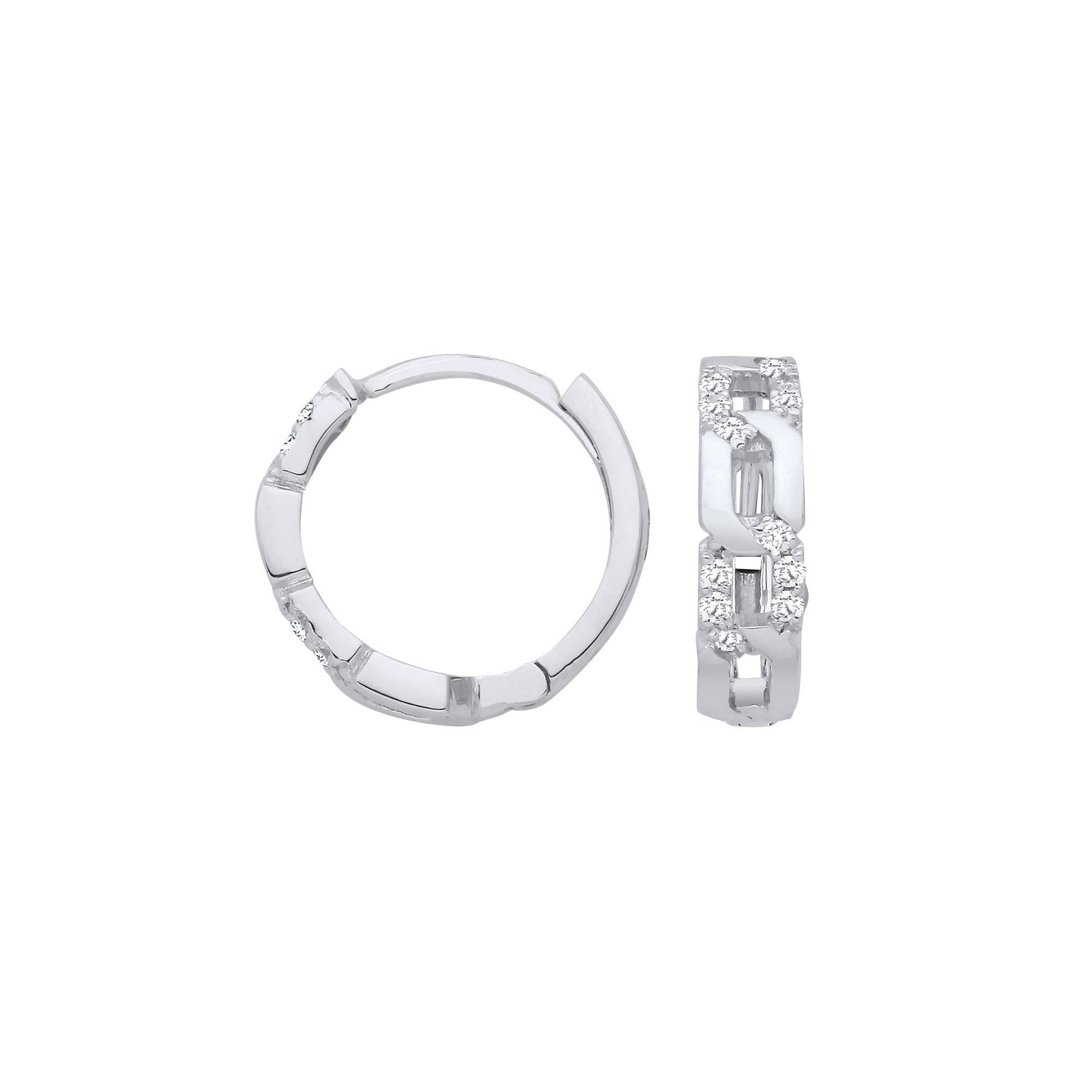9ct White Gold 0.12ctw Diamond Huggie Earrings