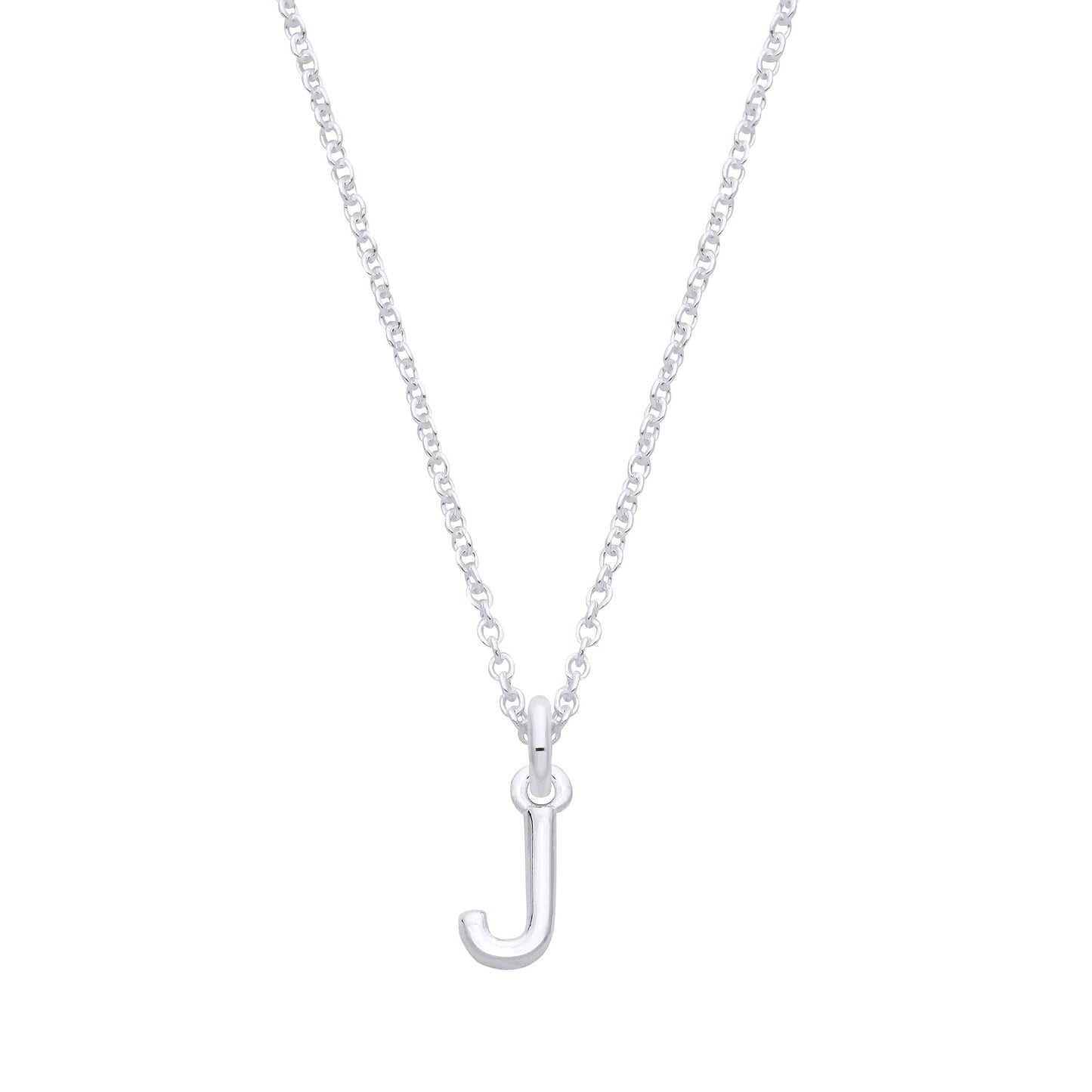 Silver Small Plain Initial 16" + 1" Necklace
