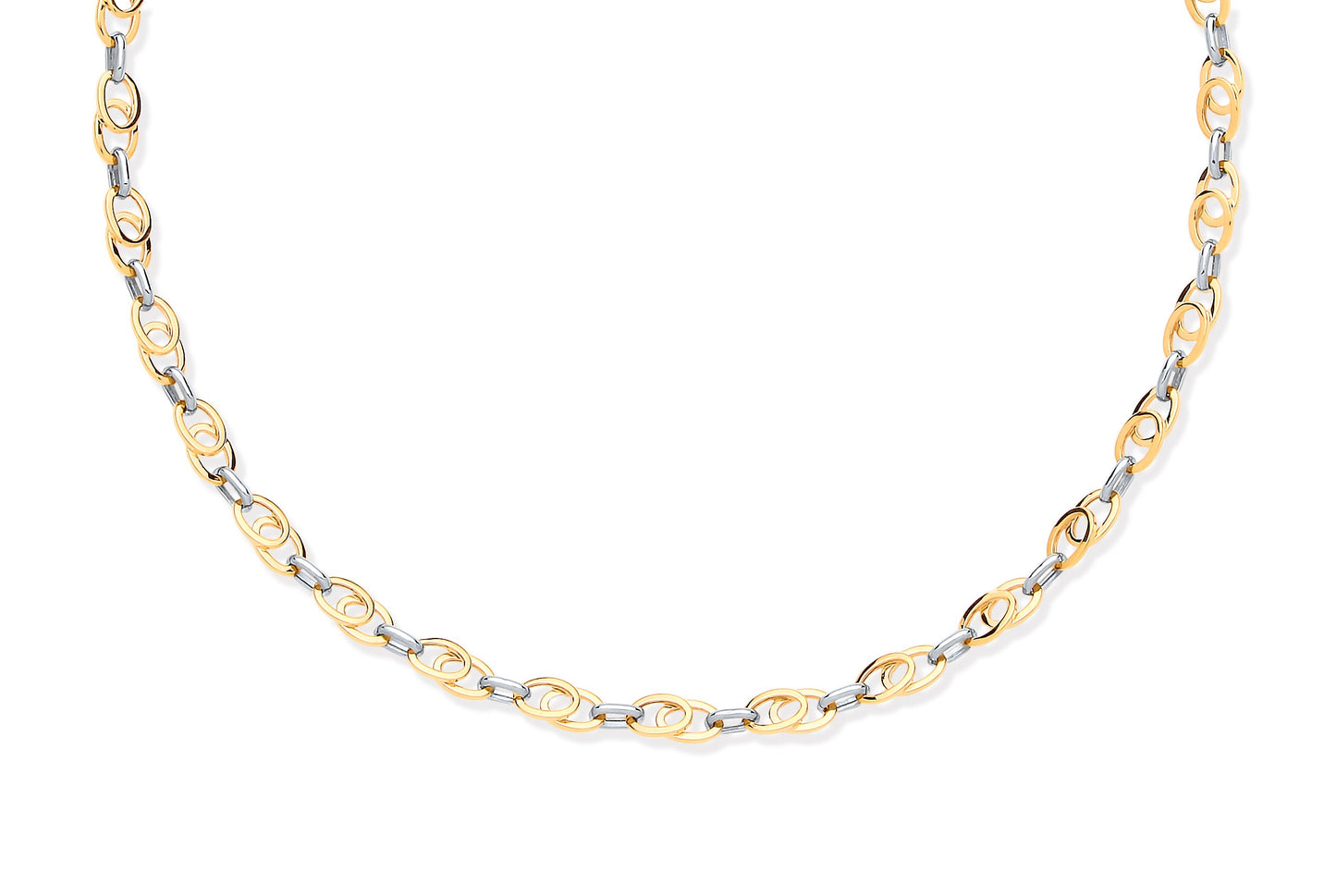 Yellow & White Gold Oval Tubes 18" Necklace