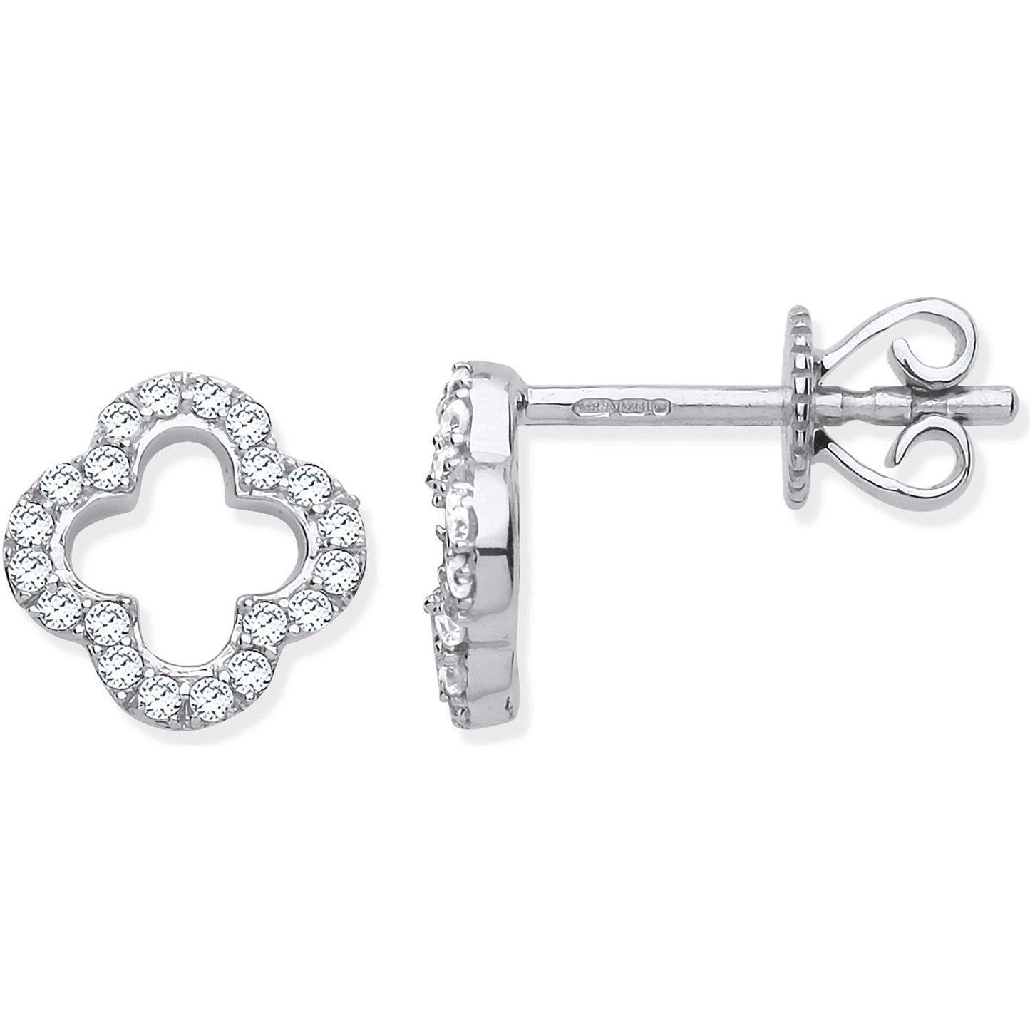 9ct White Gold 0.19ctw Four-Leaf Clover Diamond Studs