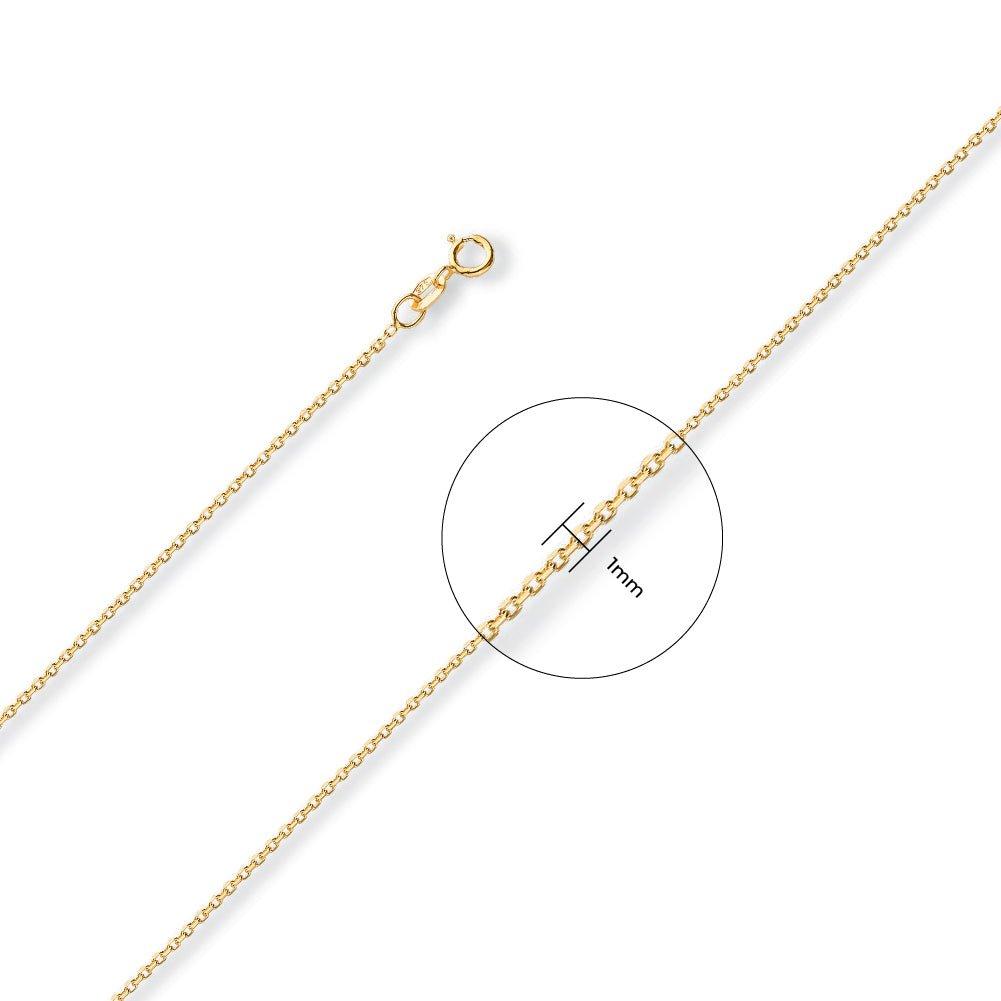 Yellow Gold 1.2mm Diamond Cut Trace Chain