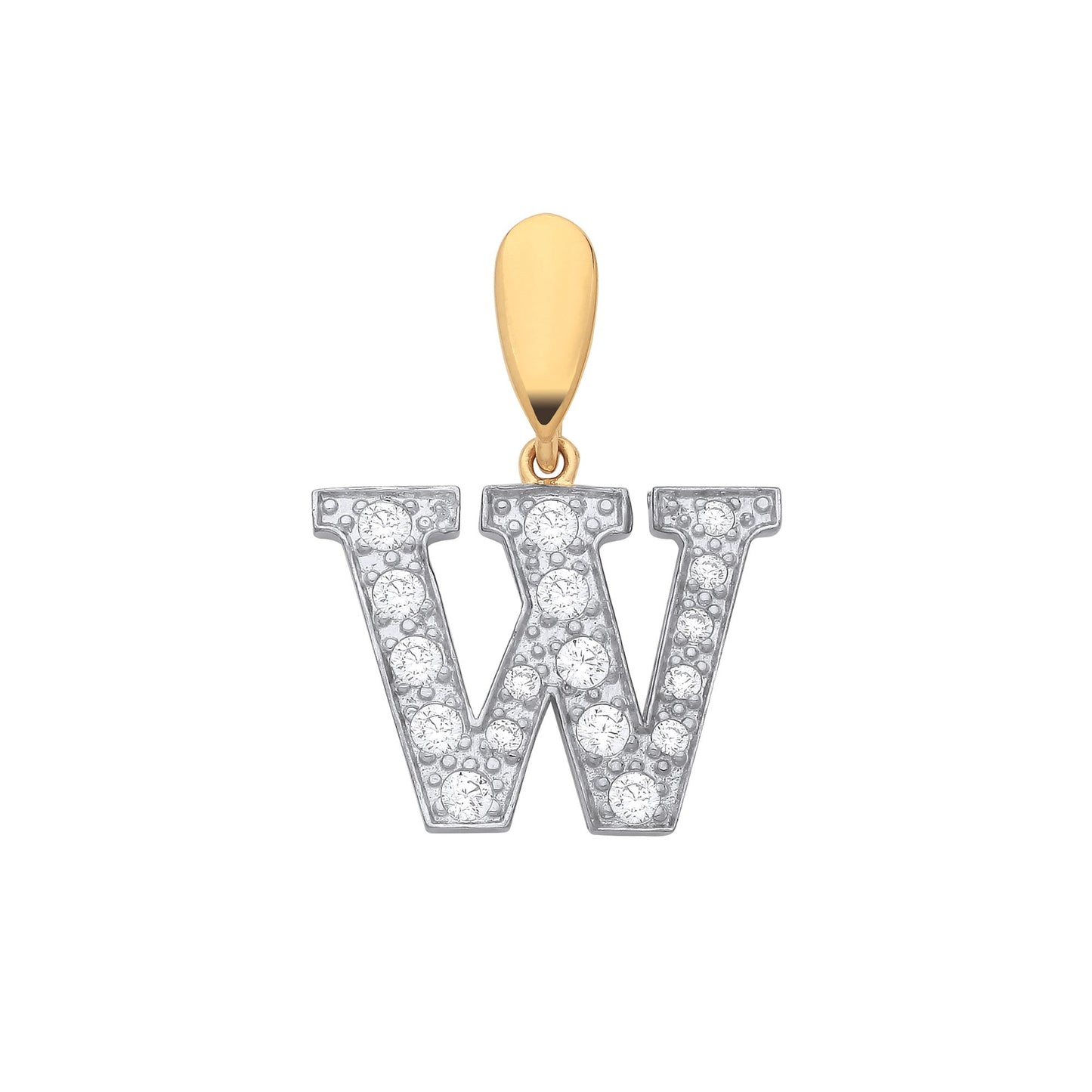 Yellow Gold Large Cubic Zirconia Initial Pendants