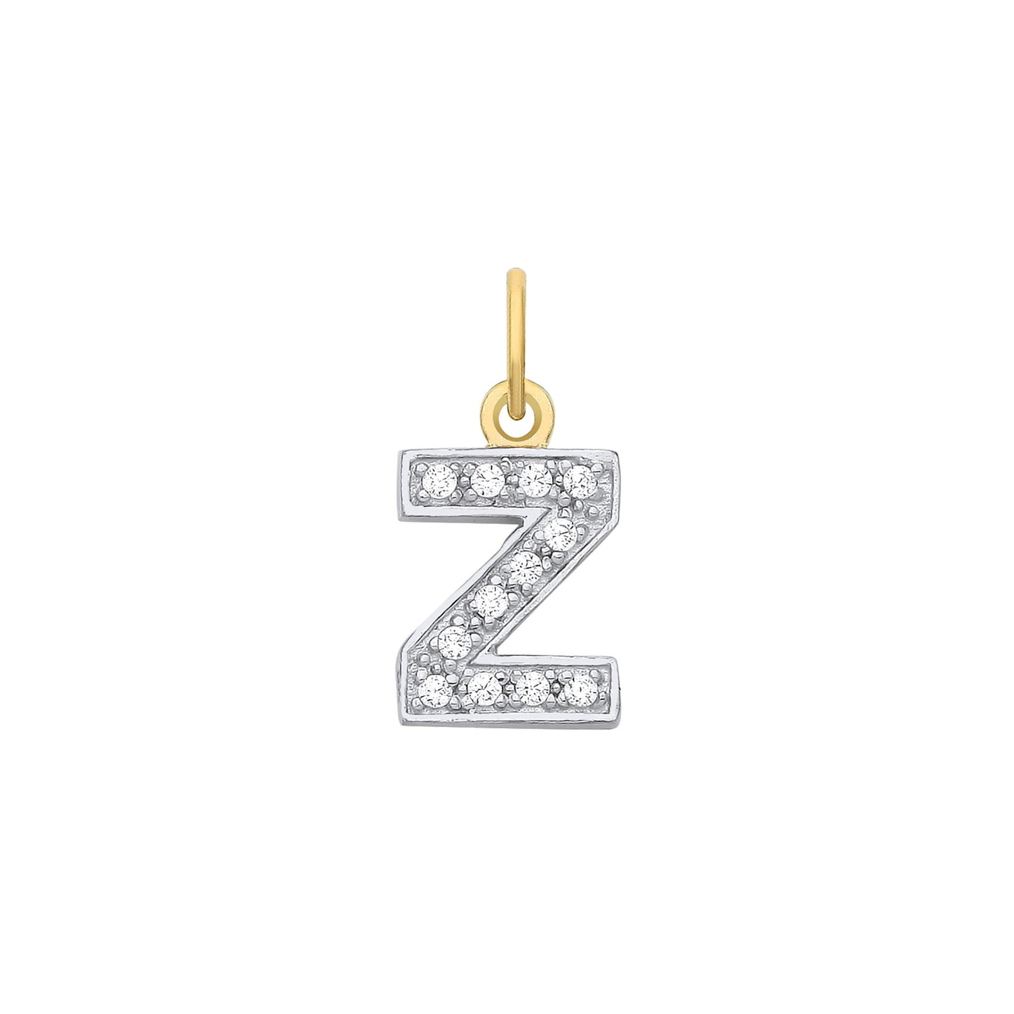 Yellow Gold Small Cubic Zirconia Initial Pendants