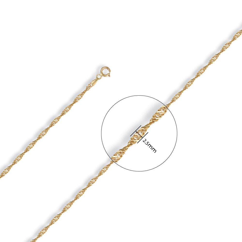 Yellow Gold 2.3mm Singapore Chain