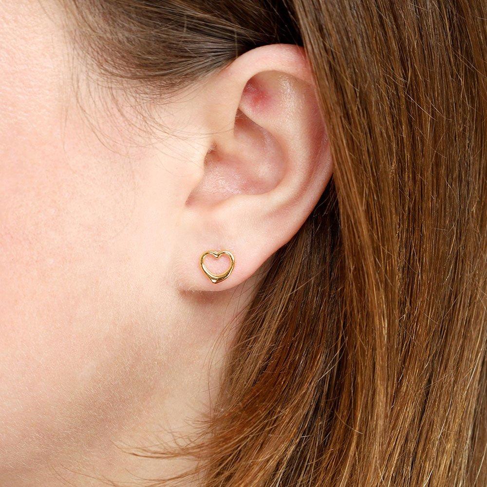 9ct Yellow Gold Open Heart Studs