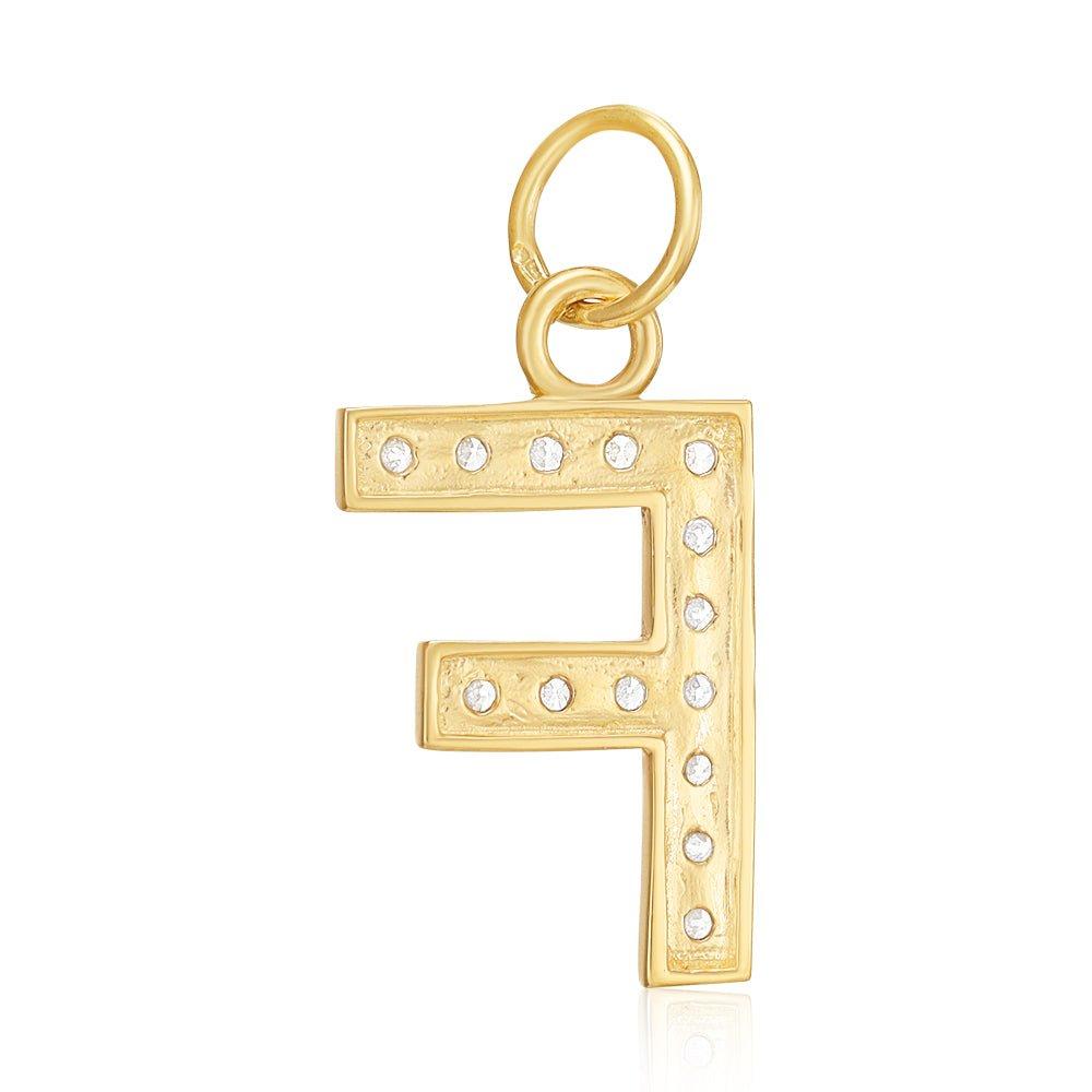 Yellow Gold Medium Cubic Zirconia Initial Pendants