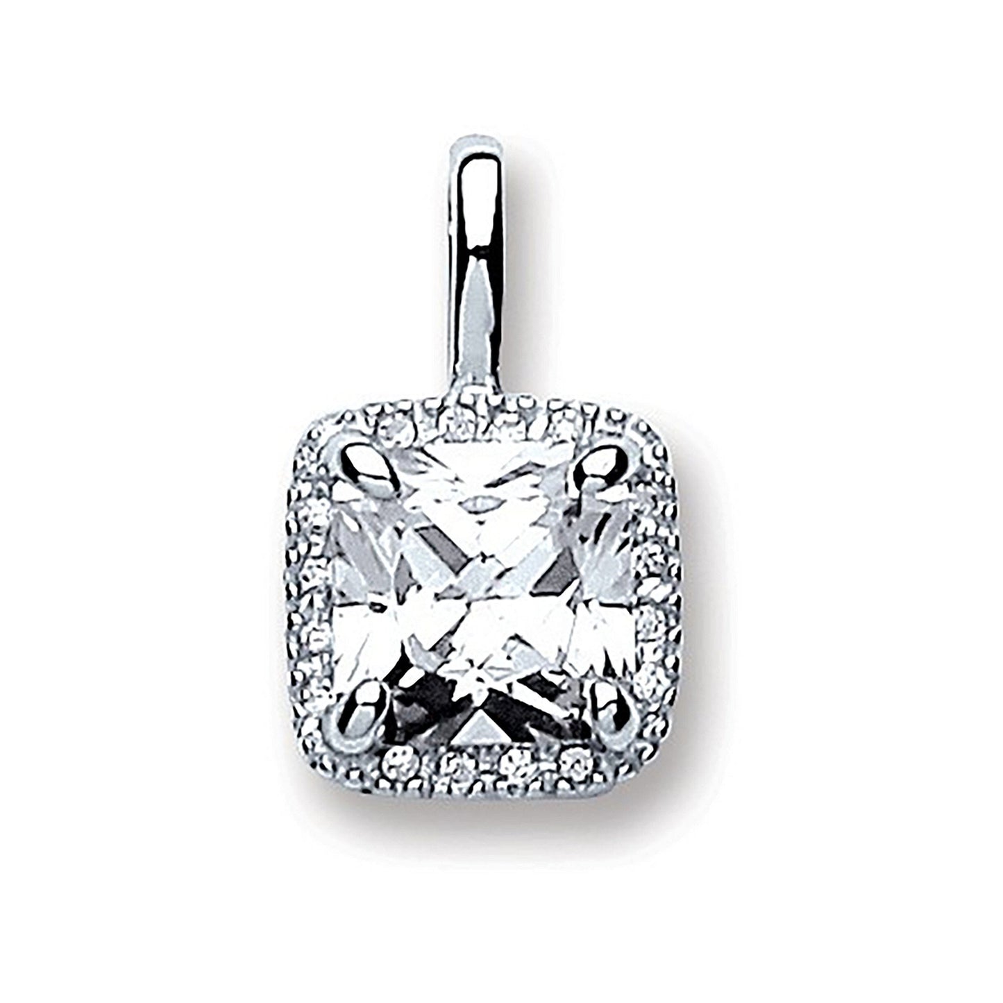 Silver Square Shape Cubic Zirconia Pendant