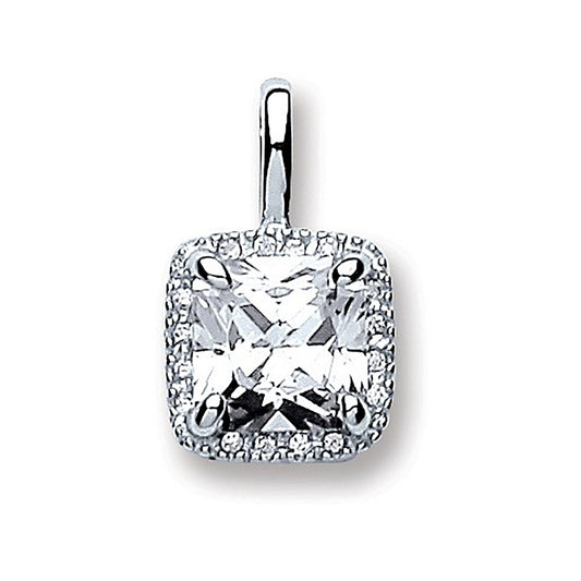 Silver Square Shape Cubic Zirconia Pendant