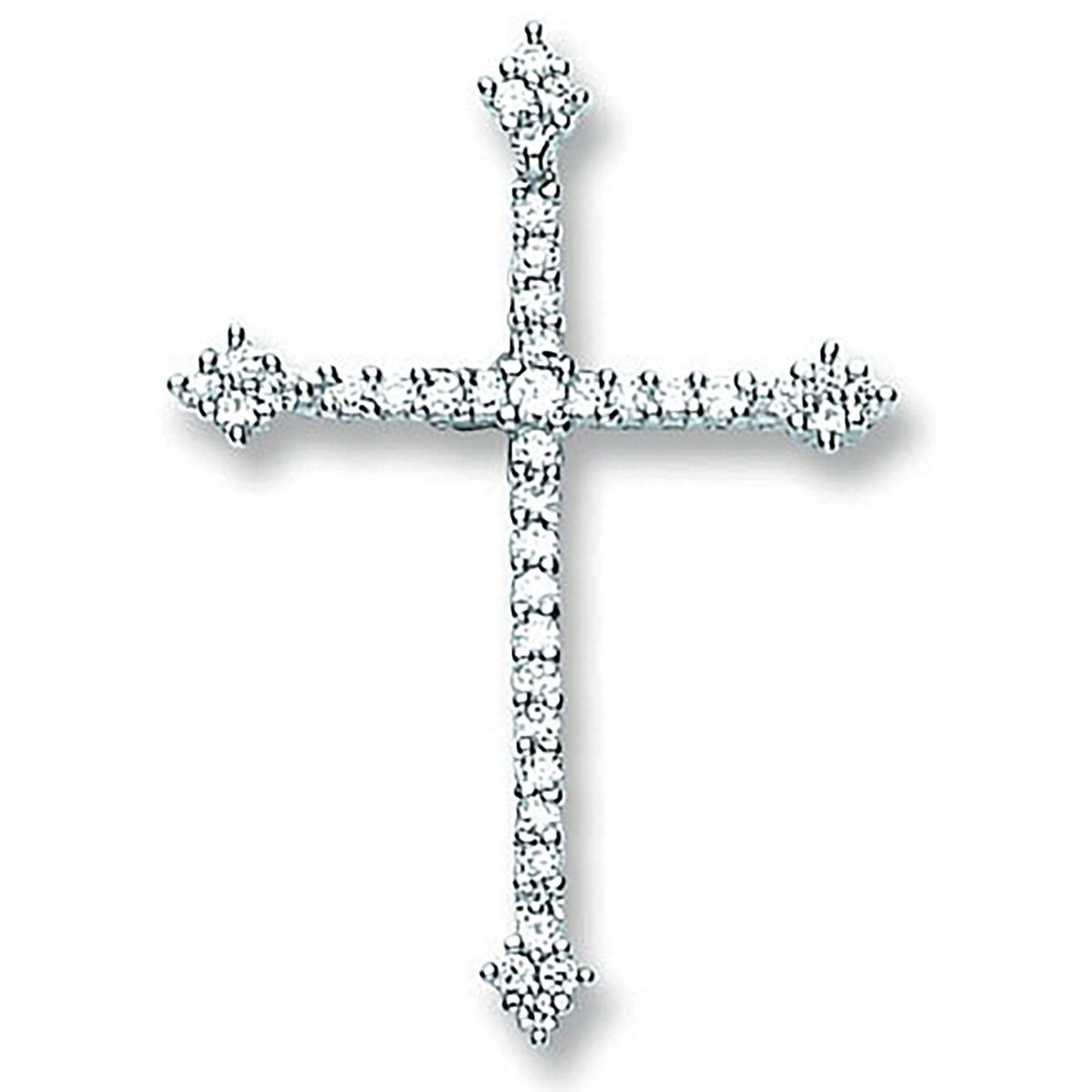 Silver Fancy Cubic Zirconia Cross - 2.4g