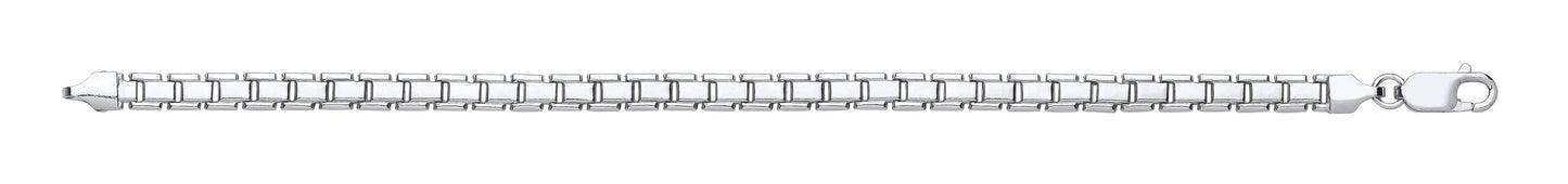 Silver 5.2mm Flat Box Link Chain Bracelet