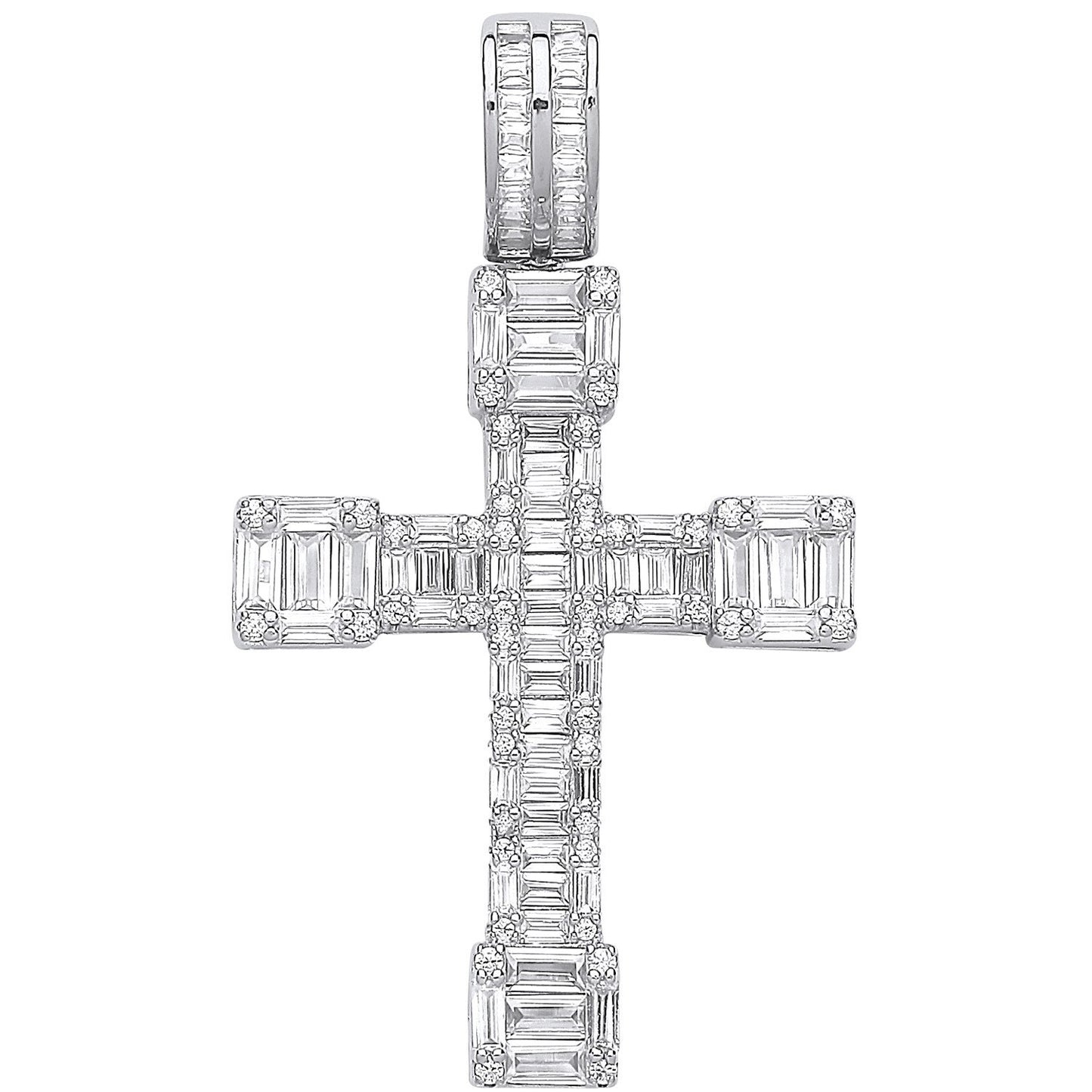 Silver Cubic Zirconia Baguettes Fancy Cross