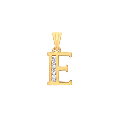 Yellow Gold Channel Set Cubic Zirconia Initial Pendants