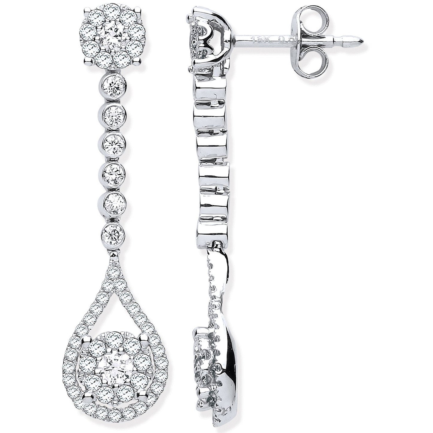 18ct White Gold 1.00ct Diamond Pear Shape Design Drop Earring