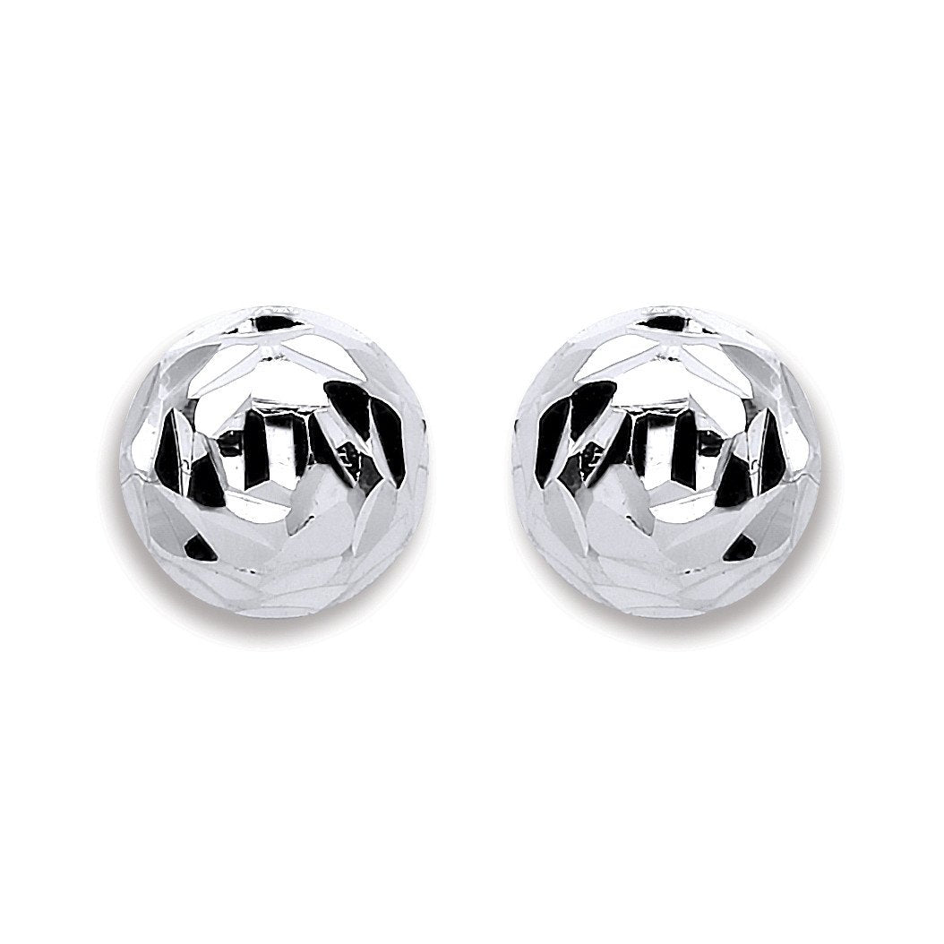 Silver 8mm Disco Half Ball Earrings