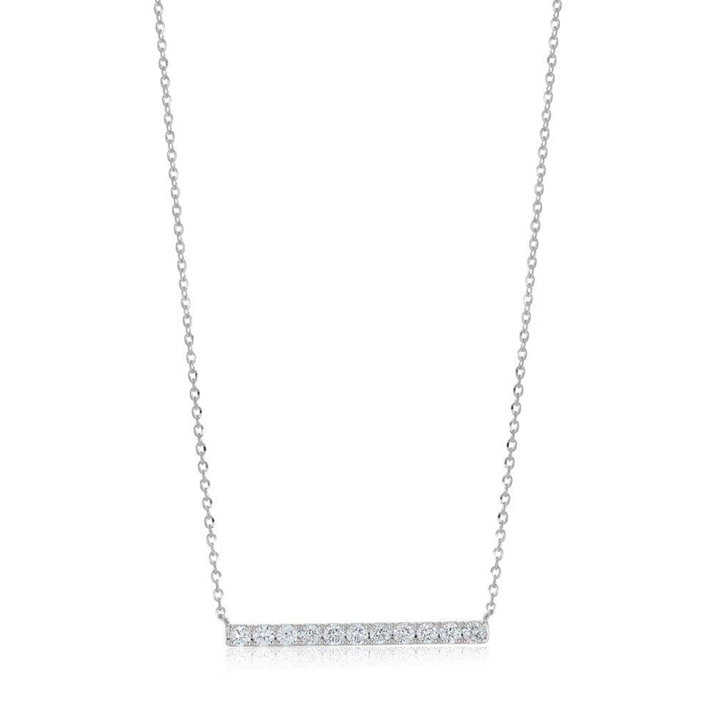 9ct White Gold 0.33ct Diamond Bar Necklace (18in/45cm) Chain