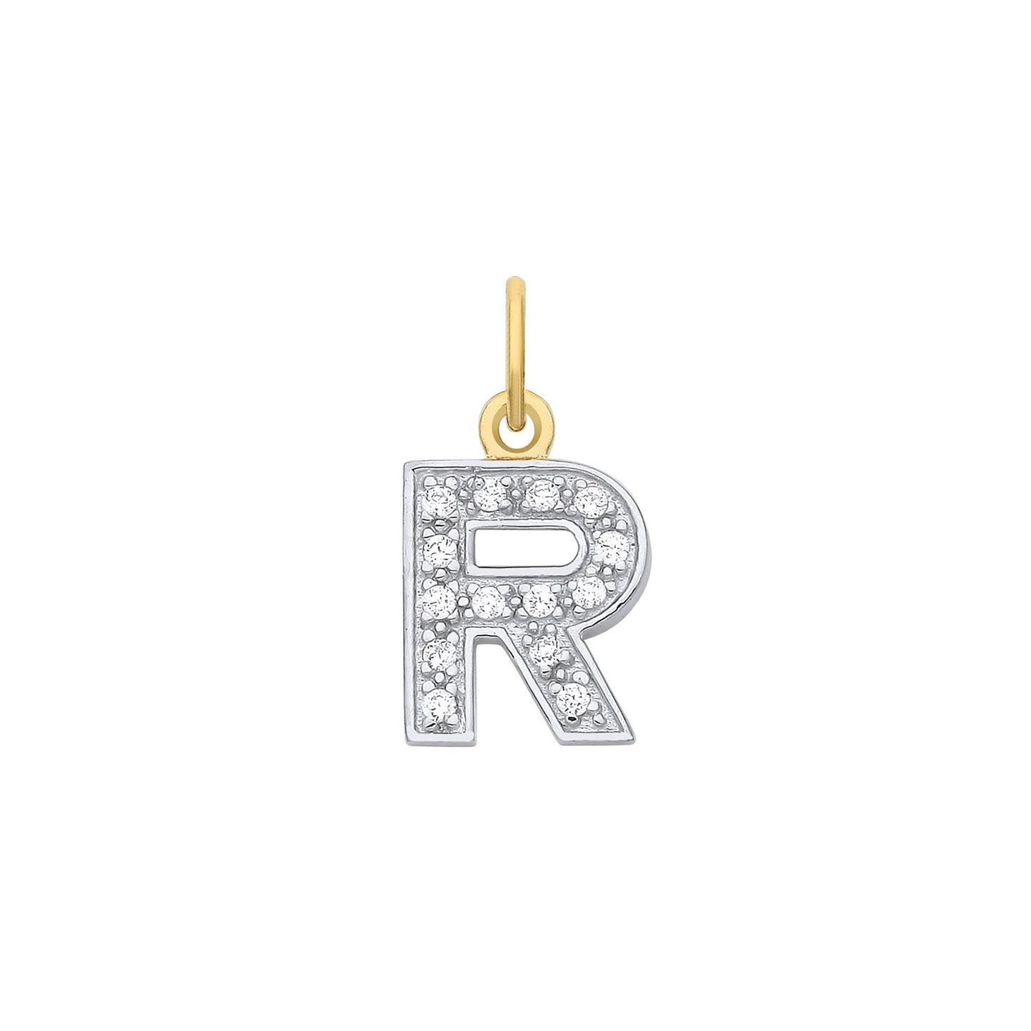 Yellow Gold Small Cubic Zirconia Initial Pendants