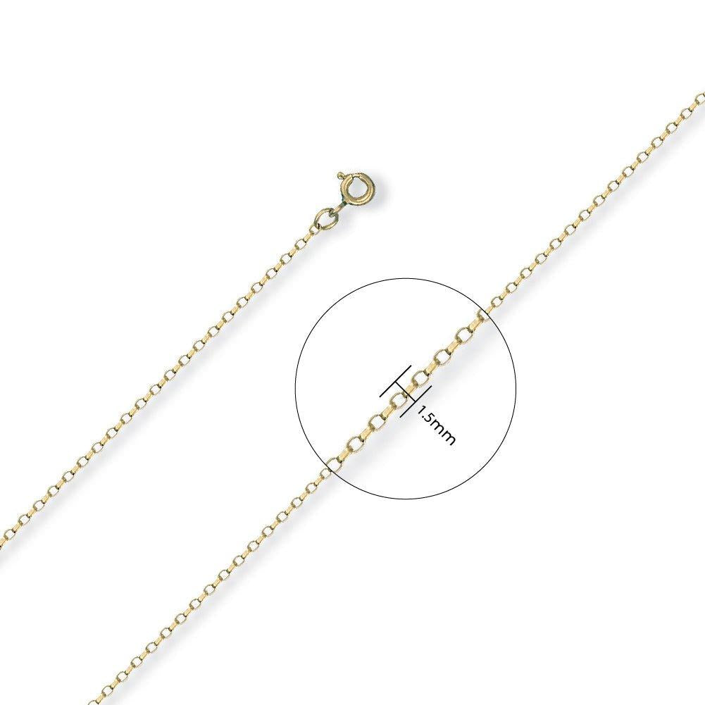 Yellow Gold 1.5mm Open Diamond Cut Oval Belcher Chain